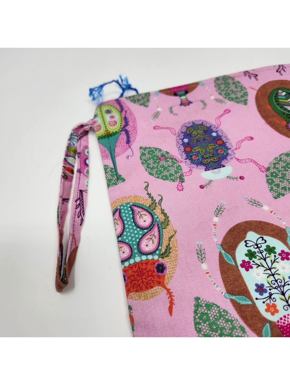 Handmade Pink Bug Print Zipper Pouch Cosmetic Bag Makeup Pencil Case Gift - Picture 4 of 6